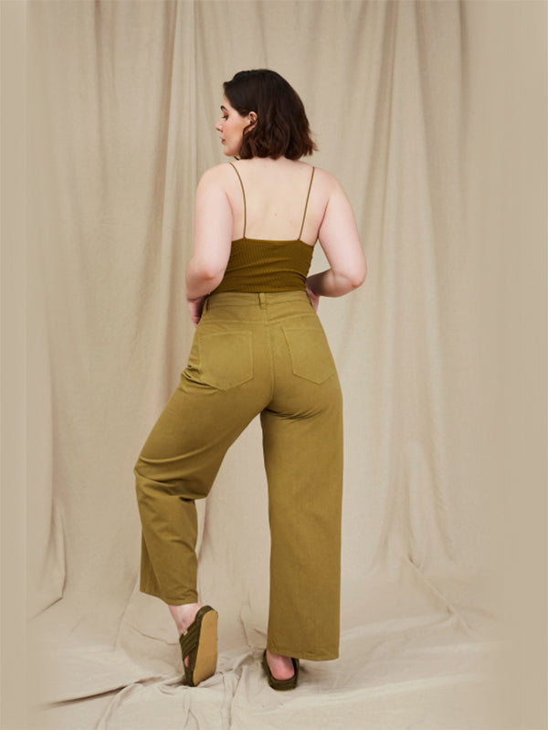 Pantalon Milo couleur olivier venue de dos - Labdip